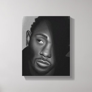 Kendrick Lamar   Black and White Portrait Painting Canvas Print