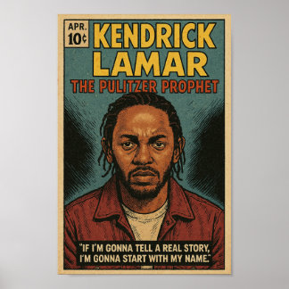 Kendrick Lamar “The Pulitzer Prophet” Vintage Comi Poster