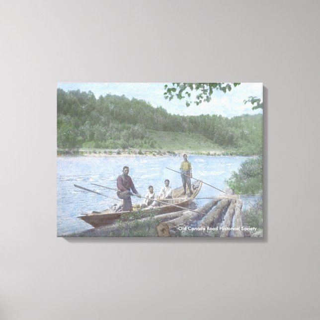 Kennebec River Drivers in a Bateau - Canvas Print (Front)