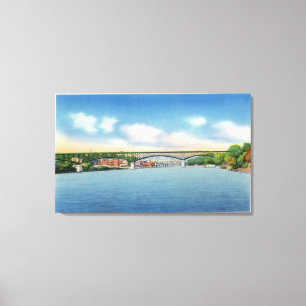Kennebec River View of the Augusta Toll Bridge Canvas Print