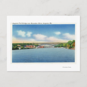 Kennebec River View of the Augusta Toll Bridge Postcard