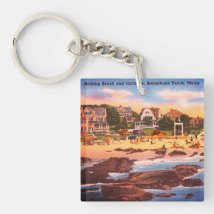 Kennebunk Beach, Maine Vintage Cottages Photo Key Ring