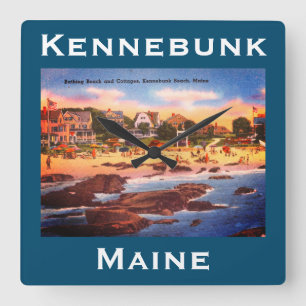 Kennebunk Beach, Maine Vintage Cottages Photo Square Wall Clock