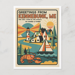 Kennebunk Maine Retro Art Print Postcard