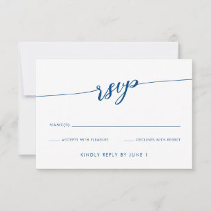 Kennebunkport Collection Modern Navy Blue Script RSVP Card