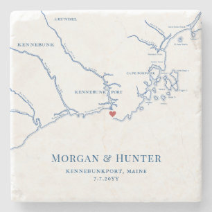 Kennebunkport Maine Destination Wedding Favour Stone Coaster
