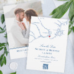 Kennebunkport Maine Elegant Map QR code Wedding Save The Date<br><div class="desc">This elegant Kennebunkport Save the Date is perfect for your wedding on the southern coast of Maine. You can move the heart over the town you're getting married in, and you can change the heart colour too! Best of all, personalise it with a photo and QR code at no extra...</div>