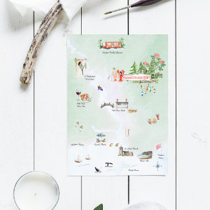 Kennebunkport Maine   Illustrated Wedding Map  Invitation