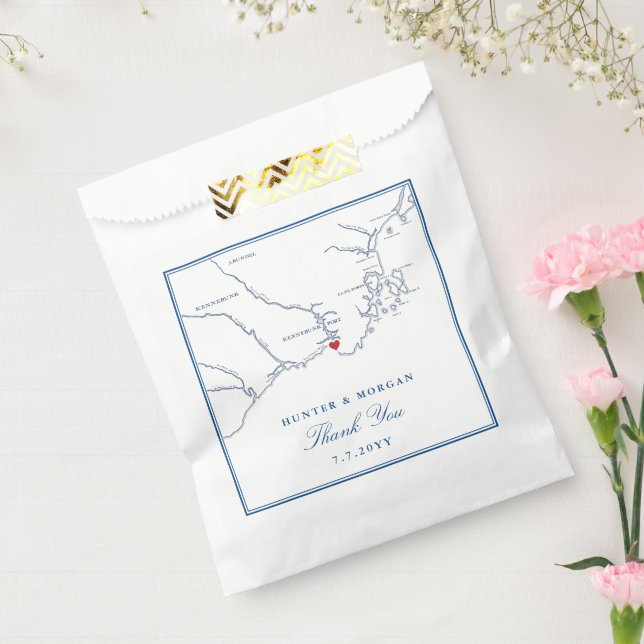 Kennebunkport Maine Map Elegant Wedding Favour Bags (Sealed)