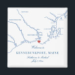 Kennebunkport Maine Map Wedding Favour Magnet<br><div class="desc">Quick and easy ordering! These Kennebunkport, Maine map magnets are perfect way to say "Welcome to Maine!" to out of town guests with welcome bag goodies, or customise them for your wedding party. Move the heart by clicking "Edit Using design tool" under "Personalise". Whether you're tying the knot at Nonantum...</div>