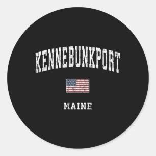 Kennebunkport Maine Me American Flag Sports Classic Round Sticker