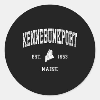 Kennebunkport Maine Me Athletic Sports Classic Round Sticker