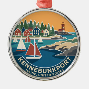 Kennebunkport Maine Metal Tree Decoration