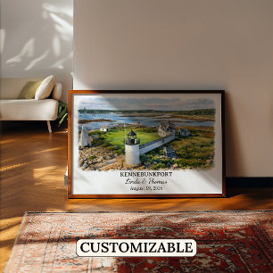 Kennebunkport Maine Poster, Watercolor, Custom Poster