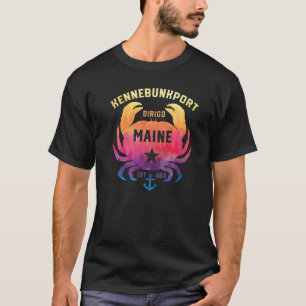 Kennebunkport Maine Souvenir Dirigo Crab Rainbow T T-Shirt