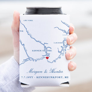Kennebunkport Map Wedding Favour Drink Holder Can Cooler