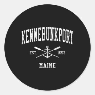 Kennebunkport Me Crossed Oars Boat Anchor Sports Classic Round Sticker