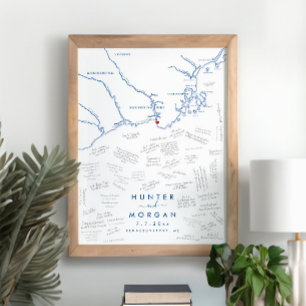 Kennebunkport Wedding Modern Guest Book Poster