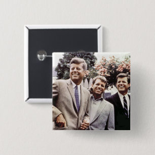 Kennedy Brothers, President John, Robert & Ted 15 Cm Square Badge
