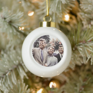 Kennedy Brothers, President John, Robert & Ted Ceramic Ball Christmas Ornament