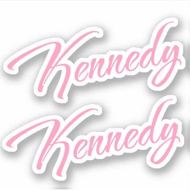 Kennedy Decorative Name in Pink x2 Sticker (Front)