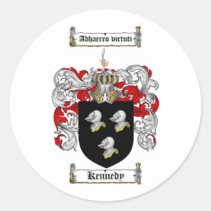 KENNEDY FAMILY CREST -  KENNEDY COAT OF ARMS CLASSIC ROUND STICKER