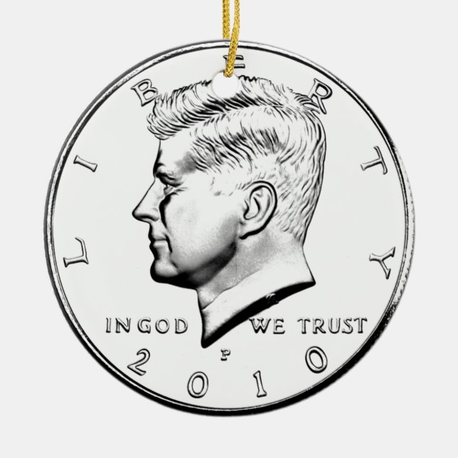 KENNEDY  HALF DOLLAR CERAMIC TREE DECORATION (Front)