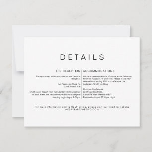KENNEDY Modern Minimalist Wedding Details Card