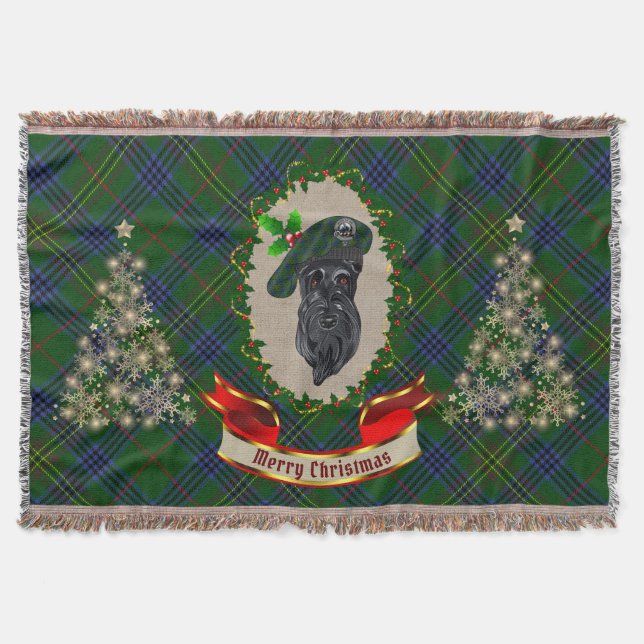 Kennedy Scottie Dog Christmas Throw Blanket (Front)
