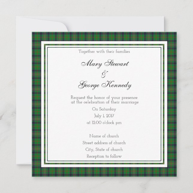 Kennedy Scottish Wedding Square Invitation (Front)