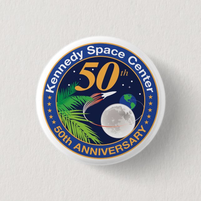 Kennedy Space Centre (50th Anniversary)    3 Cm Round Badge (Front)