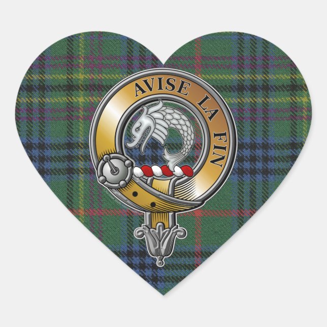 Kennedy Tartan & Badge Heart Sticker (Front)