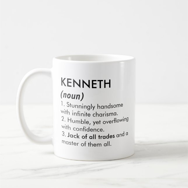 Kenneth name, Editable name, Custom name Coffee Mug (Left)