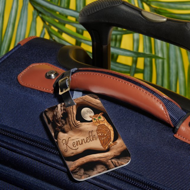 Kenneth's Moonlight Owl Luggage Tag (Front Insitu 1)