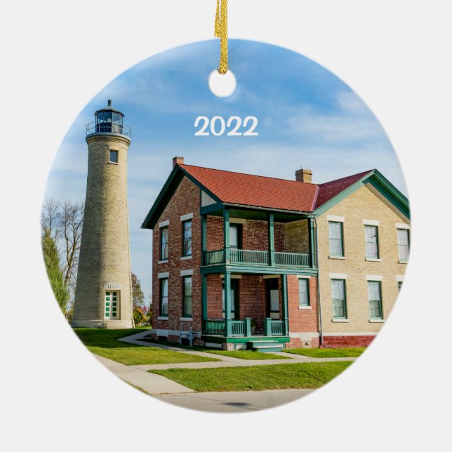 Kenosha Lighthouses Ceramic Ornament (Back)