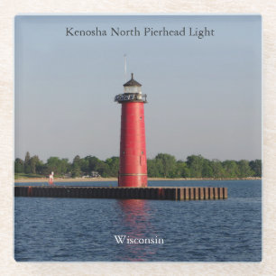 Kenosha North Pierhead Light glass coaster