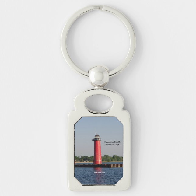 Kenosha North Pierhead Light metal key chain (Front)
