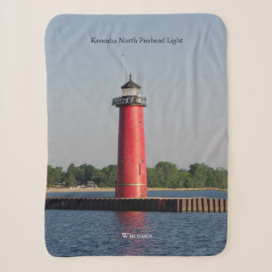Kenosha North Pierhead Light sherpa blanket