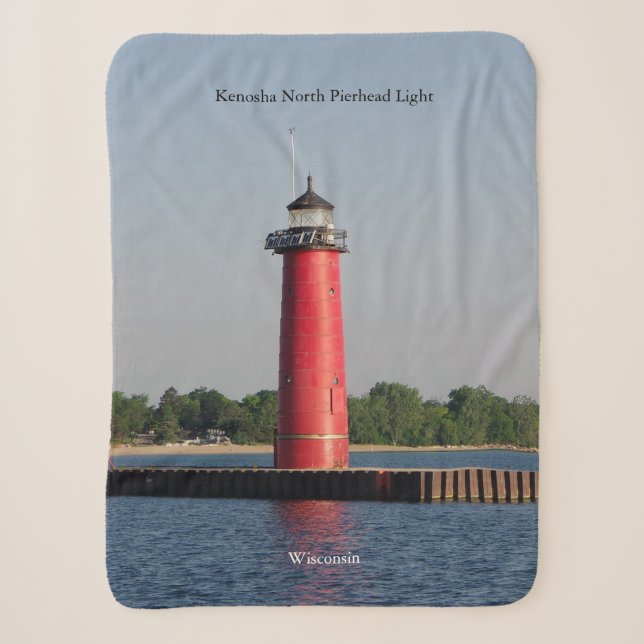 Kenosha North Pierhead Light sherpa blanket (Front)