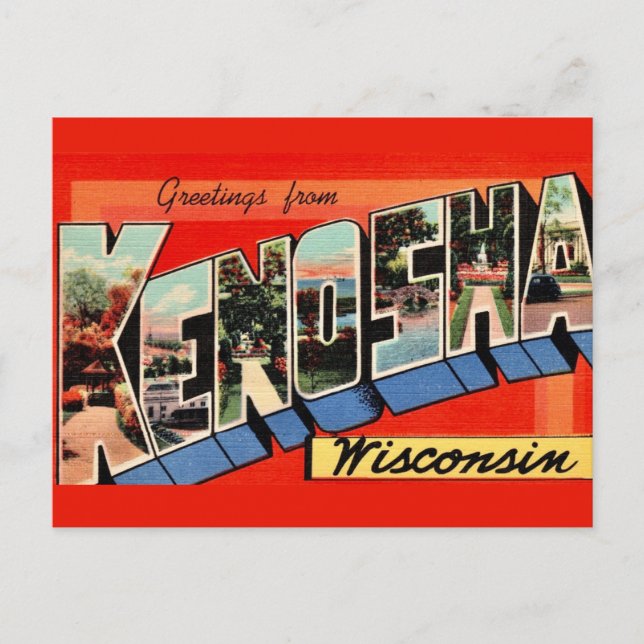 Kenosha WI Greeting Postcard (Front)