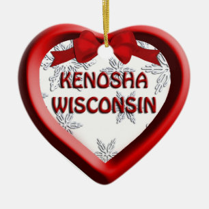 Kenosha Wisconsin Heart Christmas Ornament
