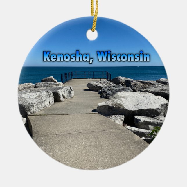 Kenosha, Wisconsin on Lake Michigan   Ceramic Tree Decoration (Front)
