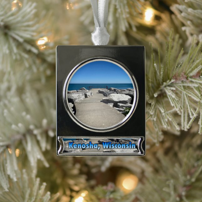 Kenosha, Wisconsin on Lake Michigan  Silver Plated Banner Ornament (Tree)