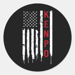 Kenpo Karate American Flag For Women Men Classic Round Sticker