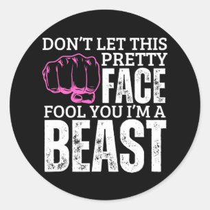 Kenpo Karate Girl I'm A Beast Funny Women American Classic Round Sticker