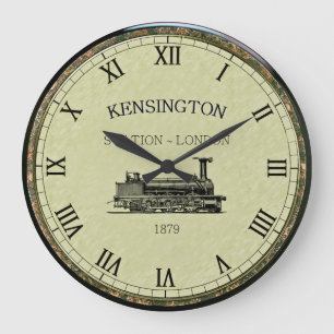 Kensington Station ~ Steam Engine ~ London England Large Clock