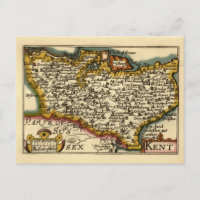 Kent County England Old Antiquarian John Speed Map