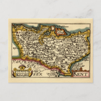 Kent County England Old Antiquarian John Speed Map Postcard