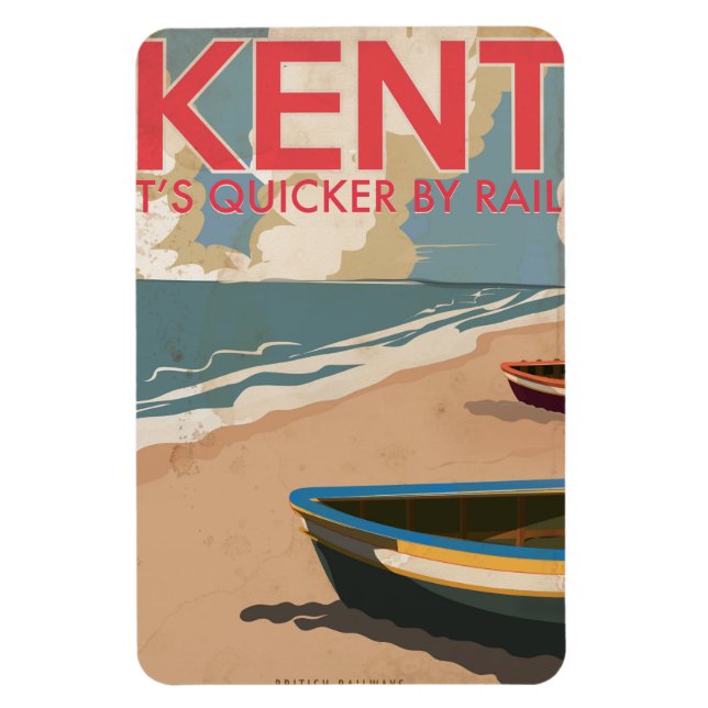 Kent, England Vintage locomotive Travel Poster Magnet (Vertical)