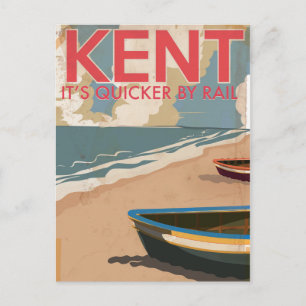 Kent, England Vintage locomotive Travel Poster Postcard